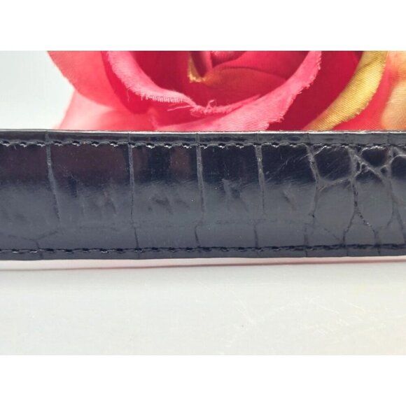 Black & Two Tone Silver & Gold Faux Croc Leather Western Belt Size M Cowgirl - Picture 5 of 7